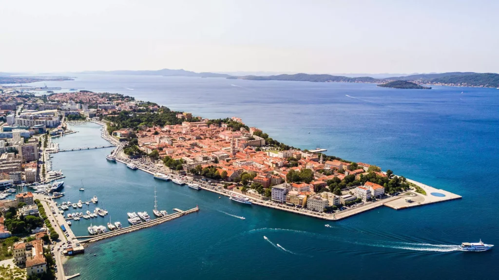 Aerial view of the old town of Zadar, Croatia