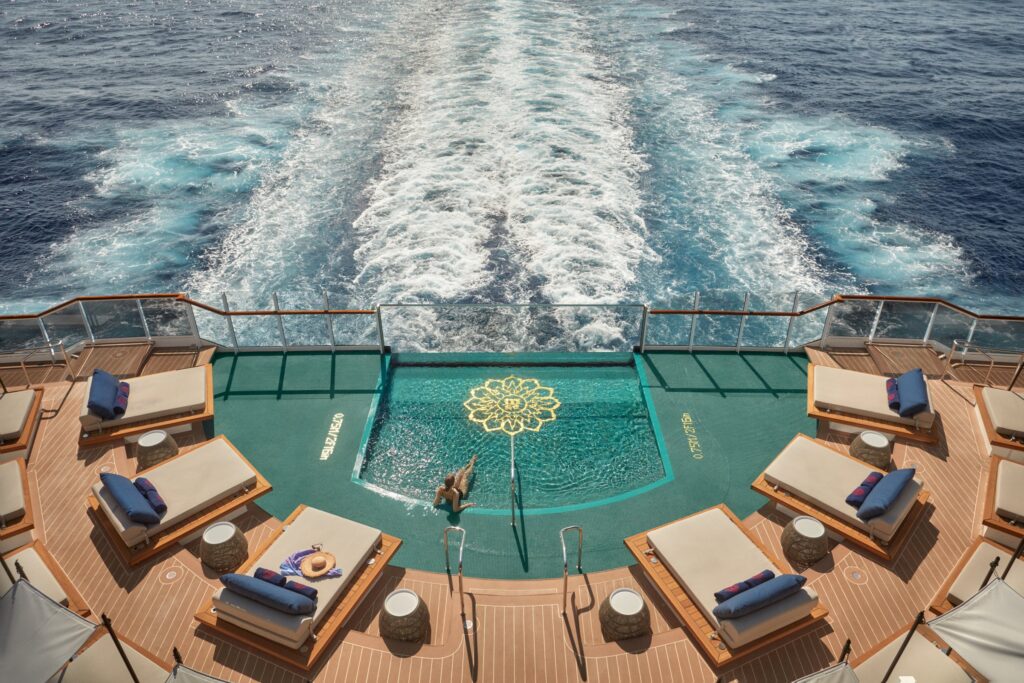 Astern Pool above the ship's wake aboard Explora Journeys