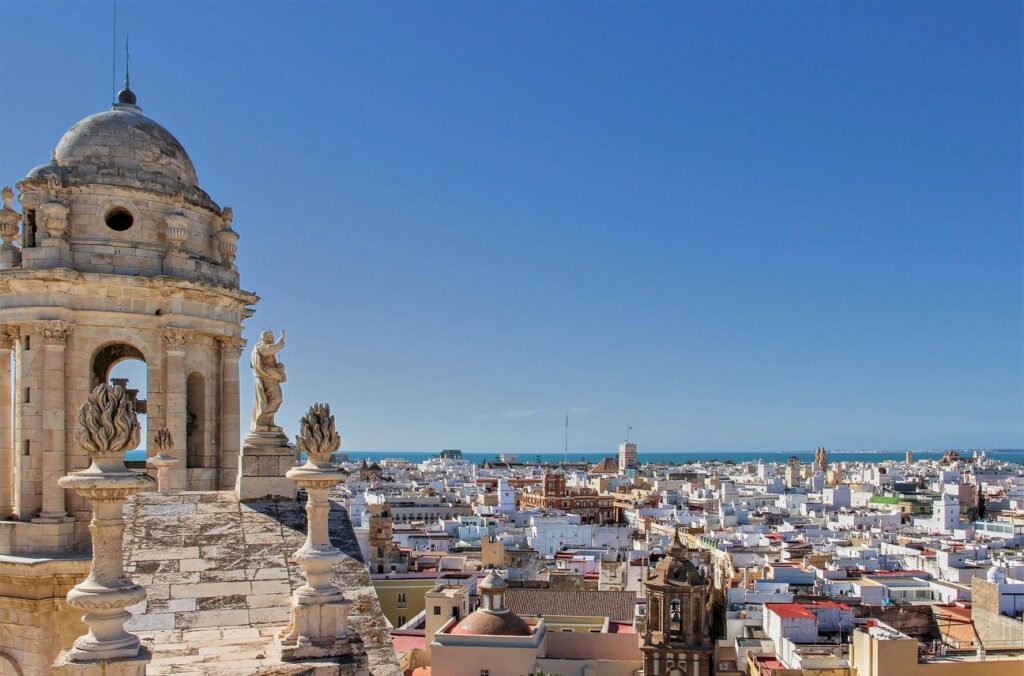 Cathedral dome above the rooftops of a southern Spanish city