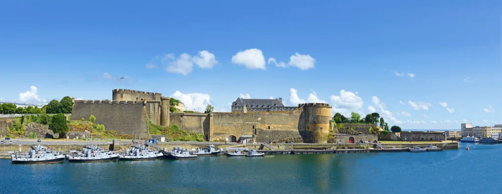 Coastal architecture and boats in Brest, France