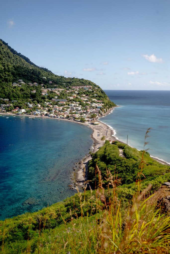 Colorful coastal town on a Caribbean island