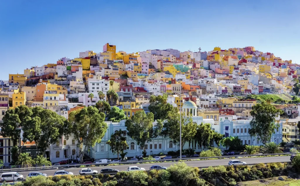 Colorful hillside homes in Las Palmas, Gran Canaria