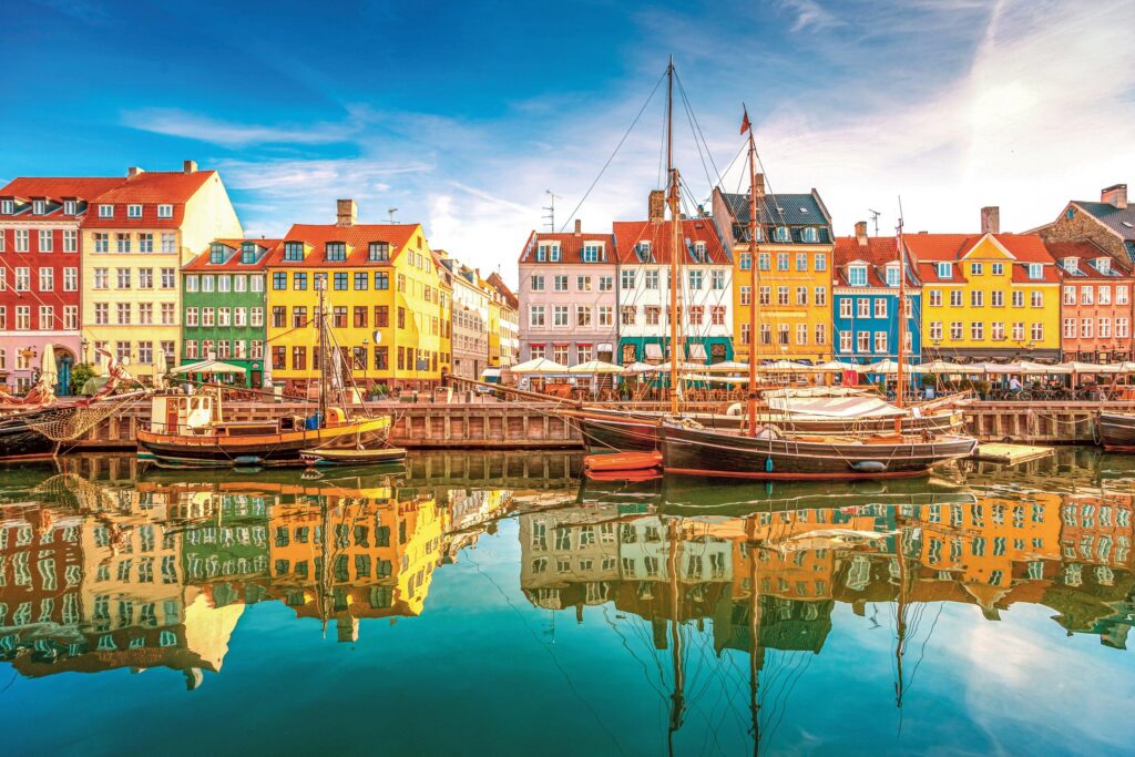 Colorful Nyhavn harbor in Copenhagen, Denmark
