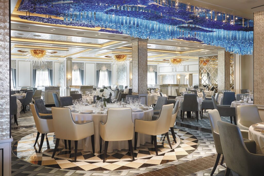 Compass Rose restaurant dining room aboard Regent Seven Seas