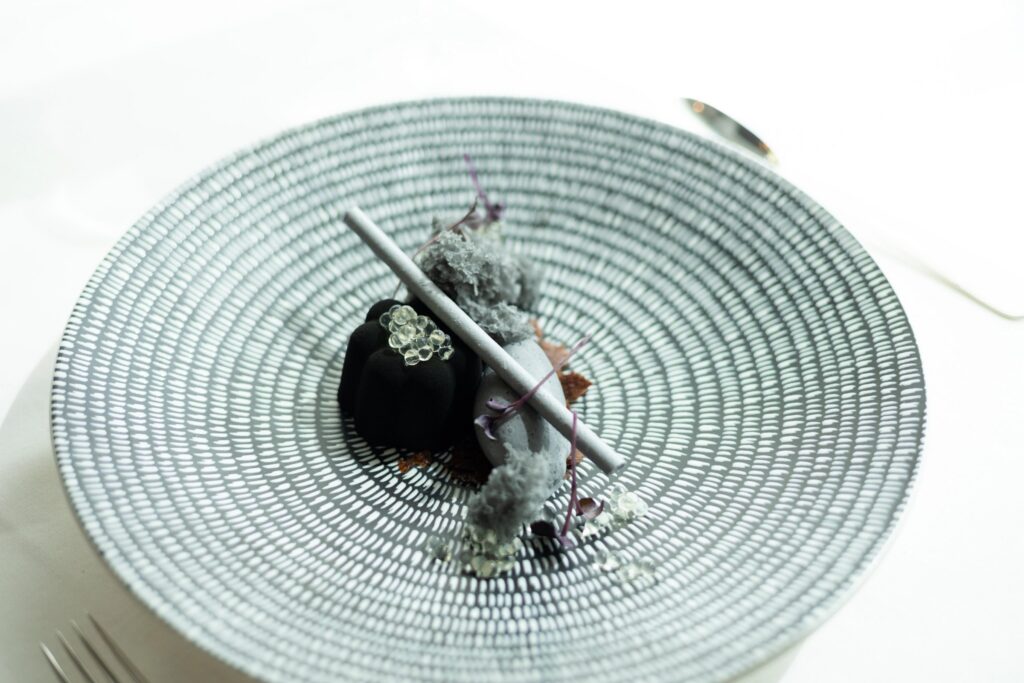 Artfully plated starter served in Waterside aboard Crystal