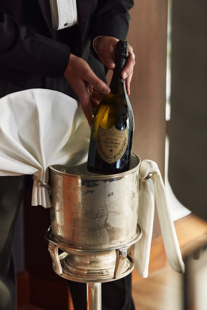 Champagne served on ice aboard Crystal