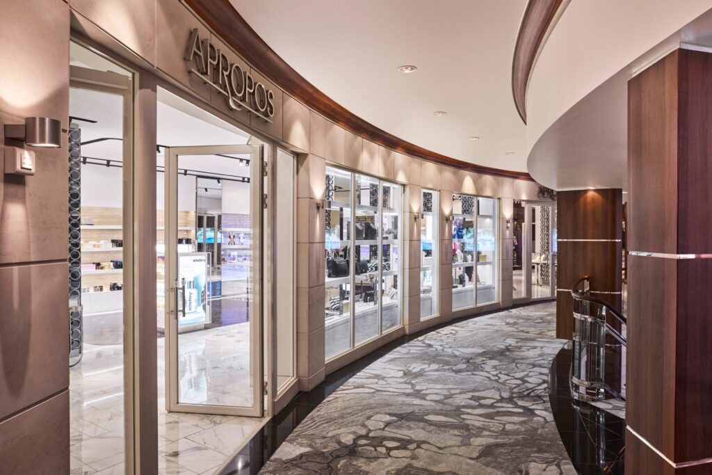 Crystal Cove atrium and shopping area aboard Crystal