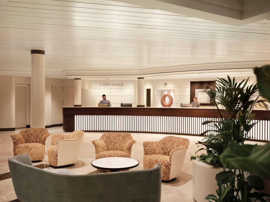 Elegant lounge aboard the refurbished Crystal Symphony
