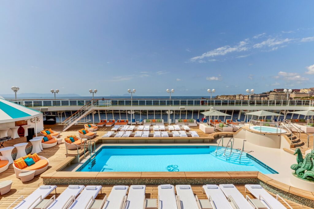 Seahorse Pool and whirlpools under blue skies aboard Crystal