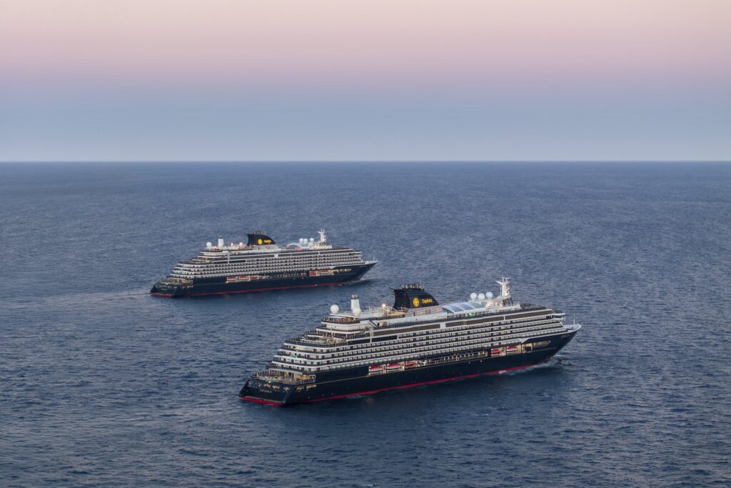 Explora I and Explora II sailing together off Miami