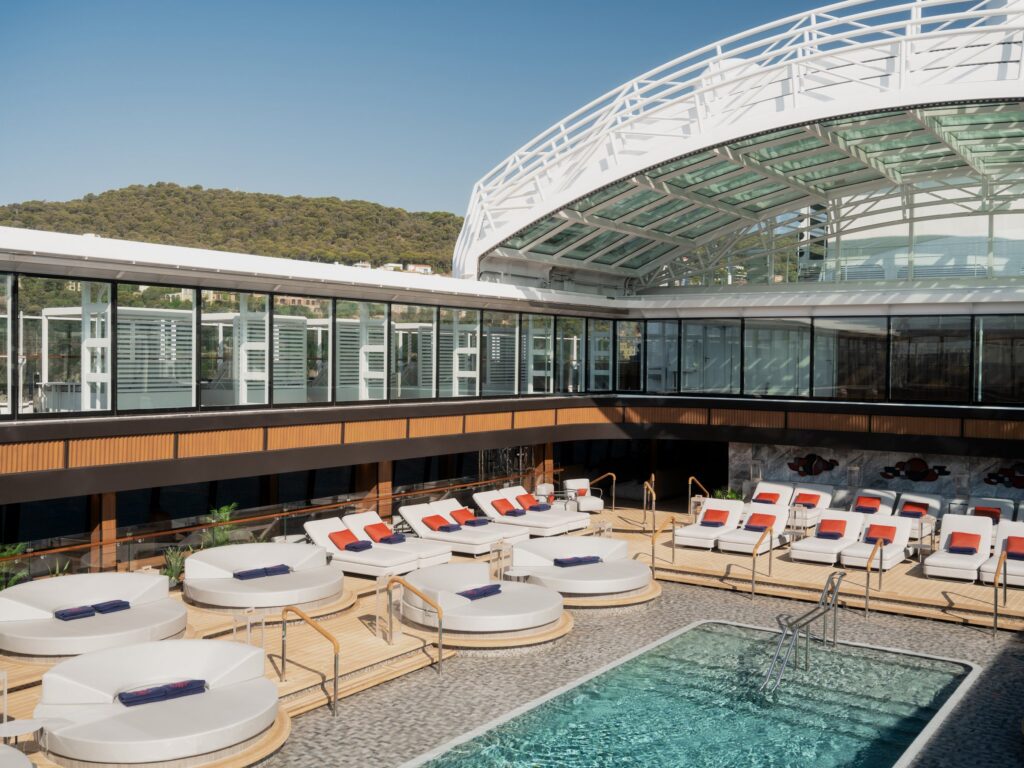 Glass-roofed Conservatory pool aboard Explora III