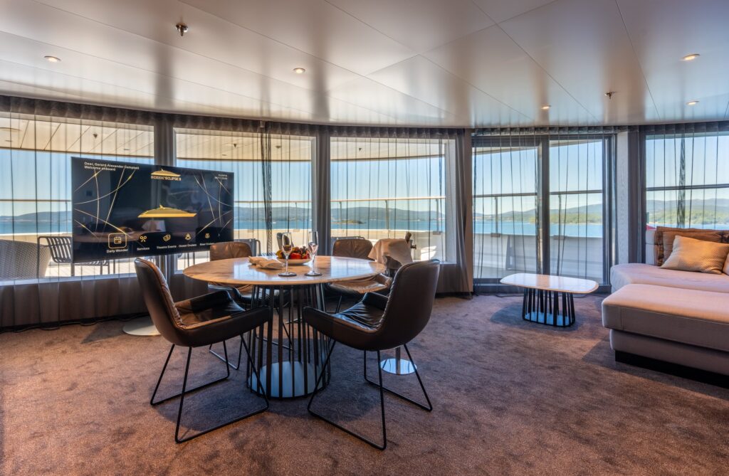 Grand Panorama Suite living area aboard Scenic Eclipse II