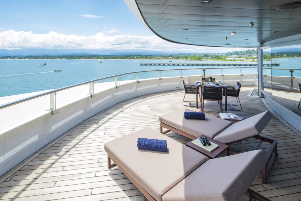 Grand Panorama Suite private terrace aboard Scenic Eclipse