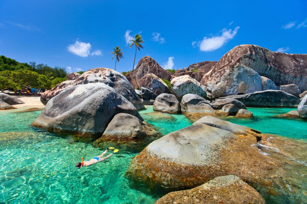 Granite boulders and clear water on Virgin Gorda, British Virgin Islands