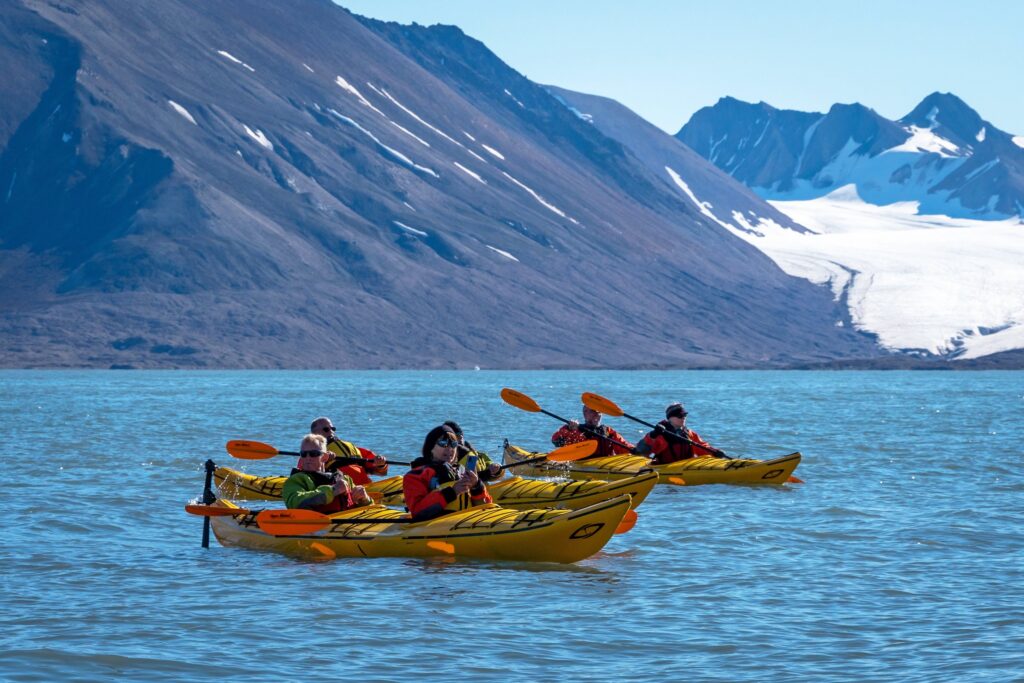 Kayaking in St. Jonsfjorden, Svalbard