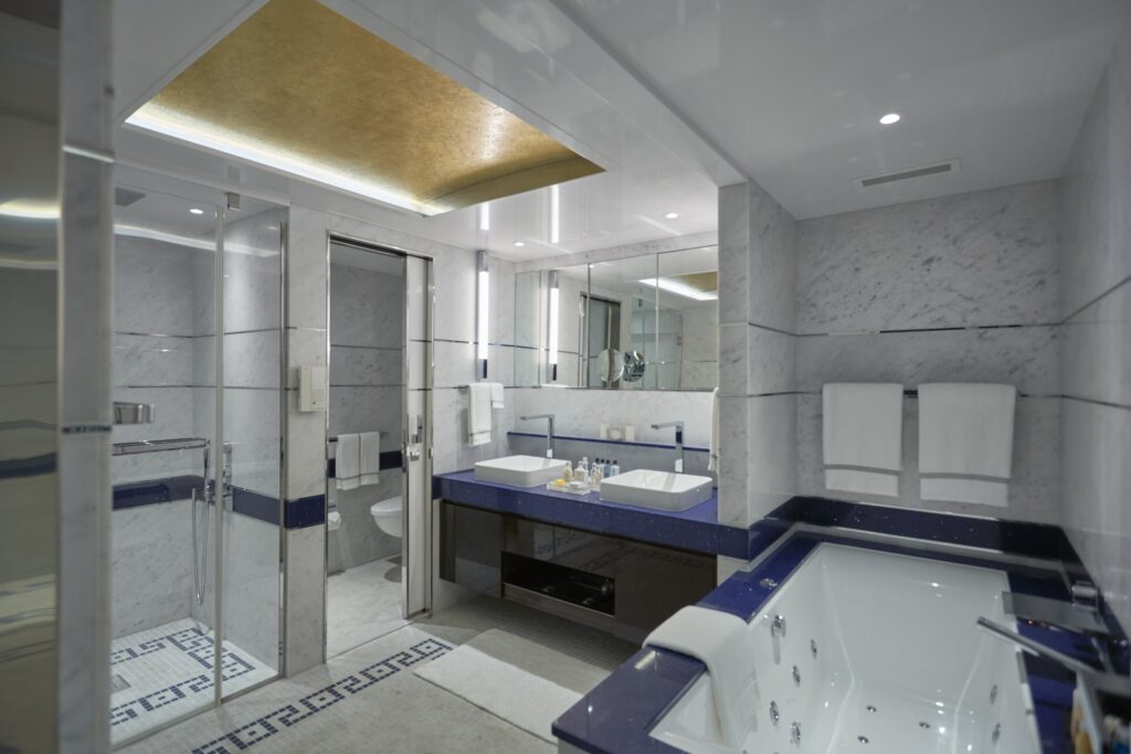 Marble suite bathroom aboard Regent Seven Seas