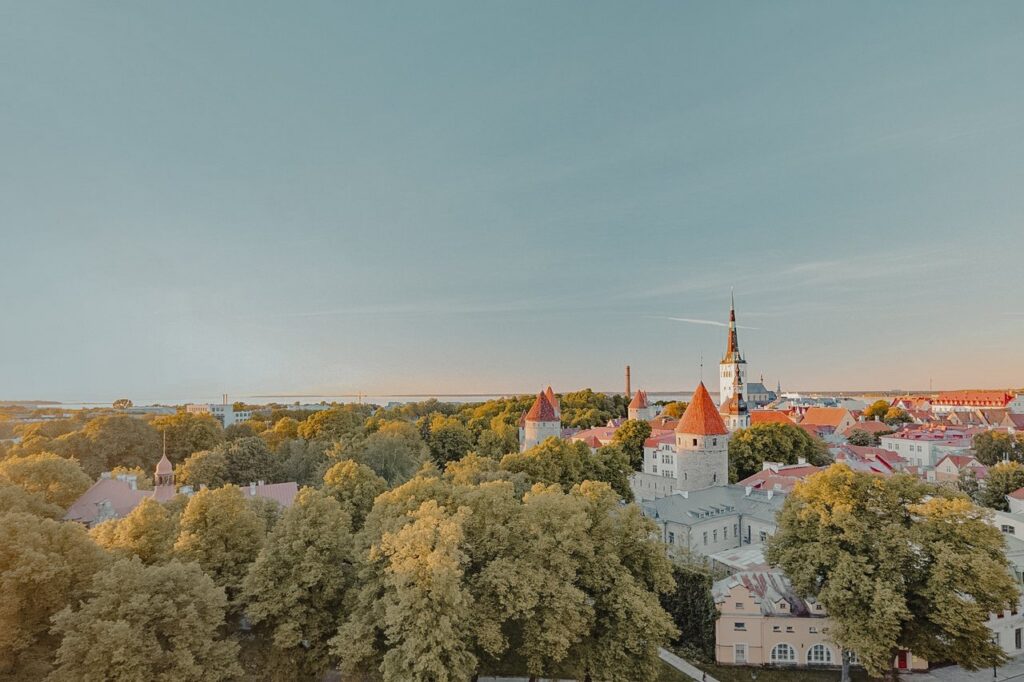 Medieval old town rooftops of Tallinn, Estonia