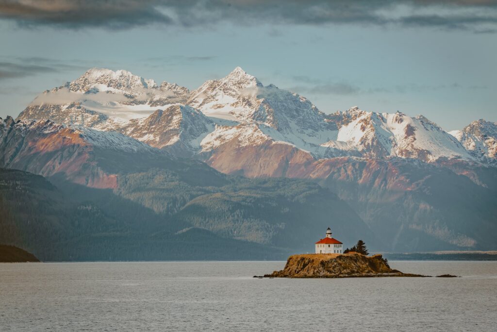 Mountains above the harbor in Haines, Alaska