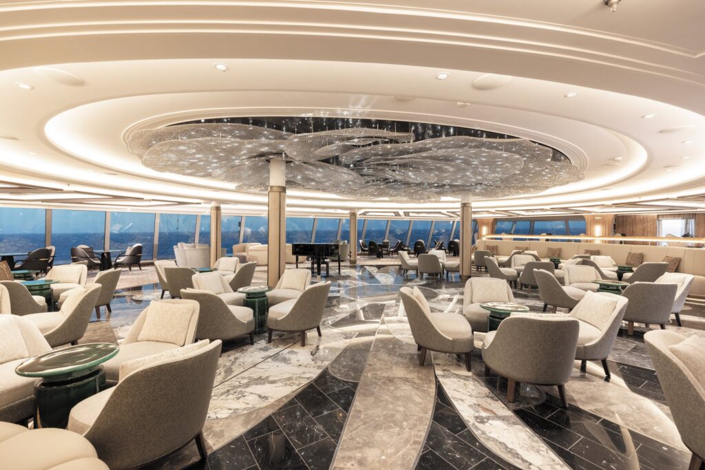Observation Lounge with panoramic windows aboard Regent Seven Seas Grandeur