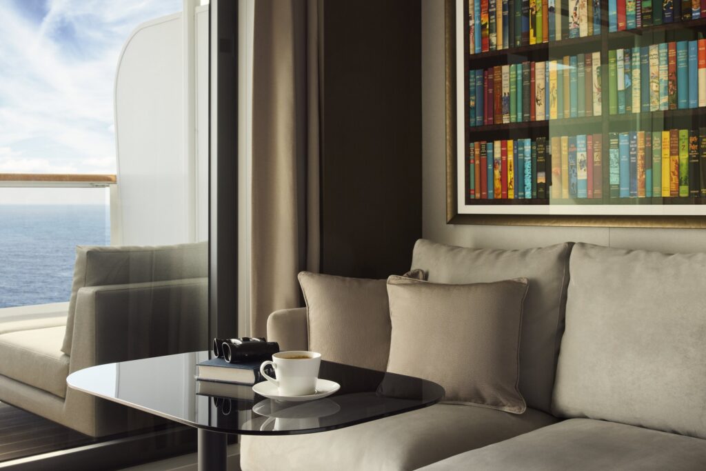 Ocean Terrace Suite with sea view aboard Explora Journeys