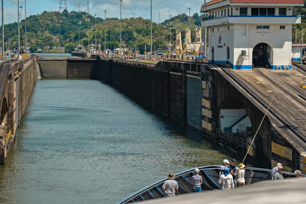 Panama Canal locks seen from Scenic Eclipse II