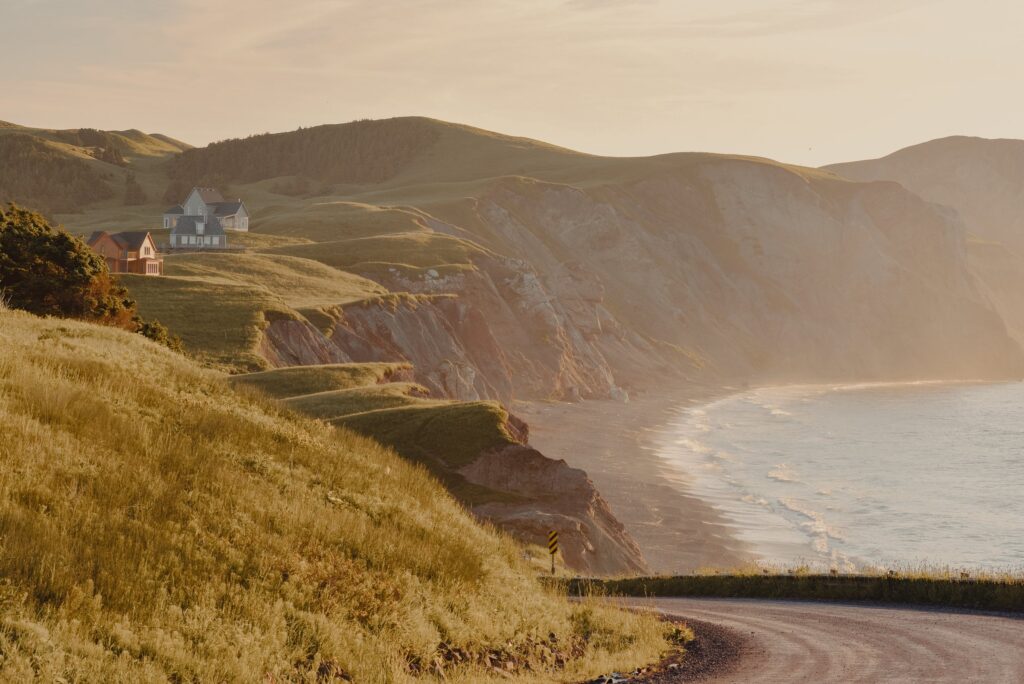 Red sandstone cliffs of the Magdalen Islands, Quebec