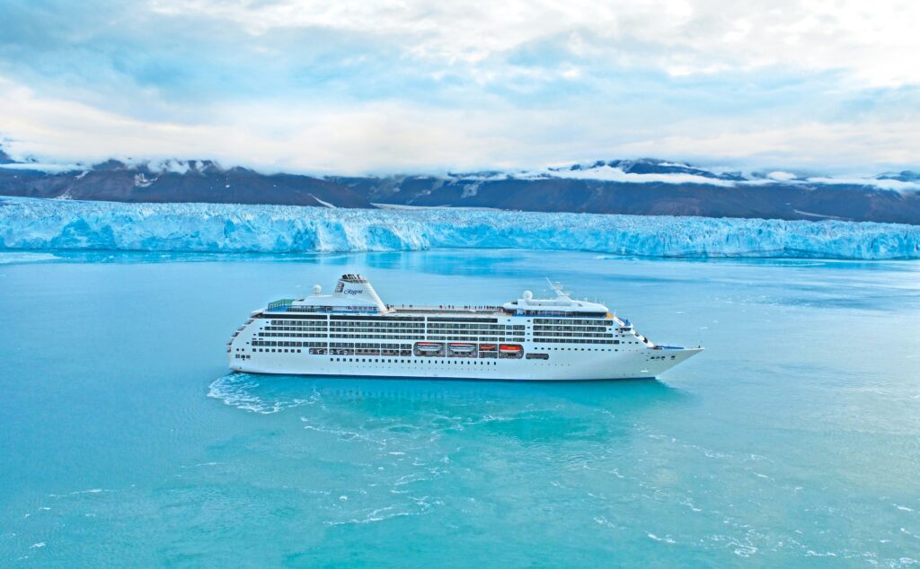 Regent Seven Seas Mariner sailing past Hubbard Glacier, Alaska