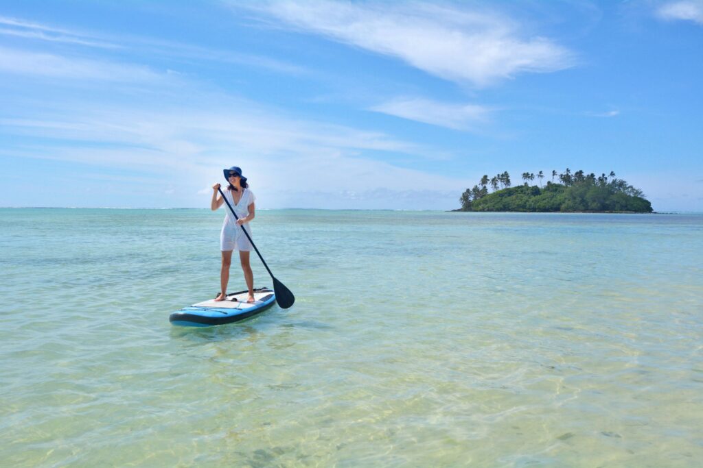 Stand-up paddleboarding in the Cook Islands